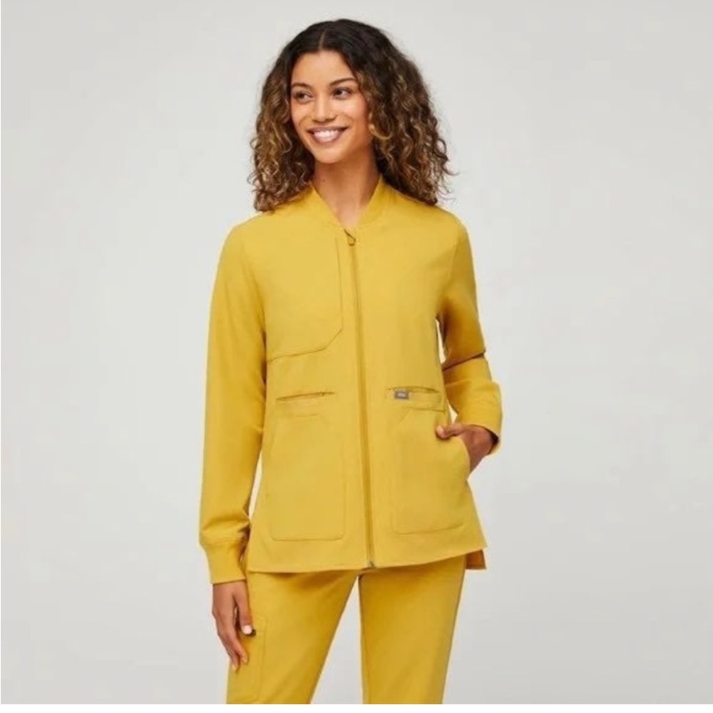 💛 Figs Rare Limited Edition Bellery 2.0 Zip up Scrub Medical Jacket Gold
